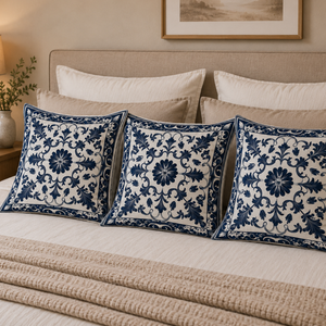 Kissenbezug Blau Weiß Floral Wohnzimmer Ornament das bleibt