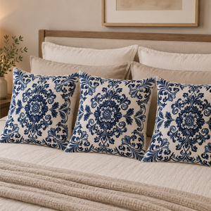 Kissenbezug Blau Weiß Floral Wohnzimmer Ornament das bleibt