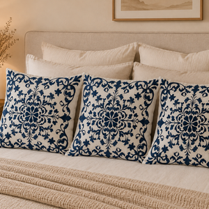 Kissenbezug Blau Weiß Floral Wohnzimmer Ornament das bleibt