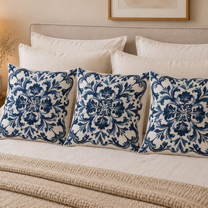Kissenbezug Blau Weiß Floral Wohnzimmer Ornament das bleibt