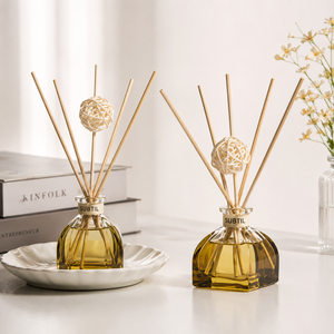 Reed Diffuser Bernsteinglas Rattan Nacht die nach Harz duftet