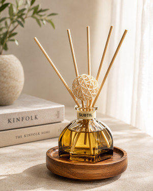Reed Diffuser Bernsteinglas Rattan Nacht die nach Harz duftet